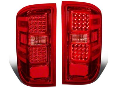 LED Tail Lights; Chrome Housing; Red Lens (15-19 Sierra 3500 HD DRW w/ Factory Halogen Tail Lights)