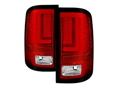 Light Bar LED Tail Lights; Chrome Housing; Red/Clear Lens (16-19 Sierra 3500 HD SRW w/ Factory LED Tail Lights)