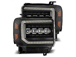 AlphaRex NOVA-Series LED Projector Headlights; Black Housing; Clear Lens (15-19 Sierra 3500 HD)