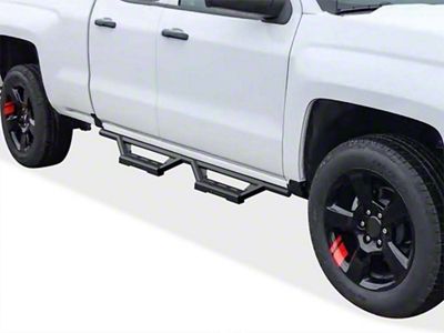 Octagon Tube Drop Style Nerf Side Step Bars; Black (07-19 Sierra 3500 HD Extended/Double Cab)