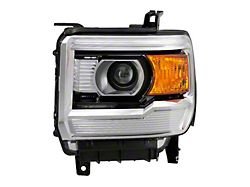 OEM Style Headlight; Chrome Housing; Clear Lens; Driver Side (15-19 Sierra 3500 HD w/ Factory Halogen Headlights)