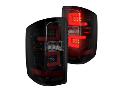 OLED Tail Lights; Black Housing; Dark Red Smoked Lens (16-19 Sierra 3500 HD DRW w/ Factory LED Tail Lights)