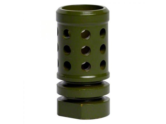 Perforated Hole Design AR-15 Rifle Barrel Antenna Tip Flash Hider; Olive Drab/Army Green (Universal; Some Adaptation May Be Required)