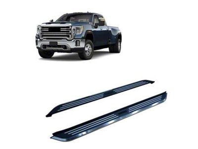 Pinnacle Running Boards; Black and Silver (20-24 Sierra 3500 HD Double Cab)