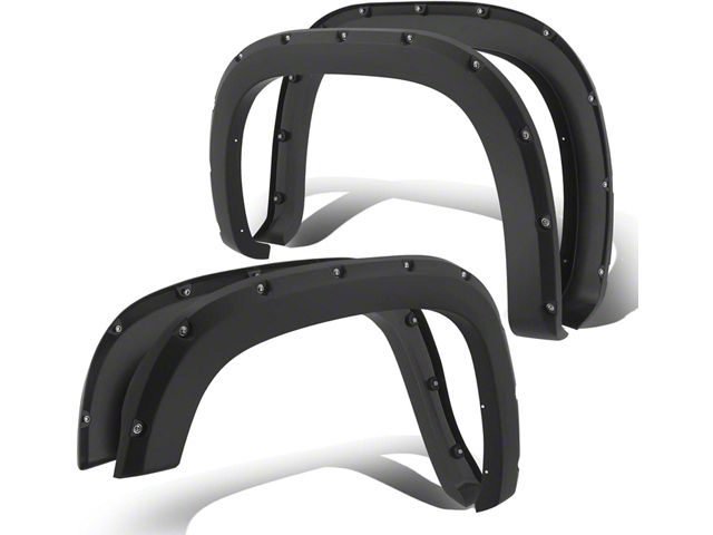 Pocket-Riveted Style Fender Flares; Glossy Black (07-14 Sierra 3500 HD SRW)