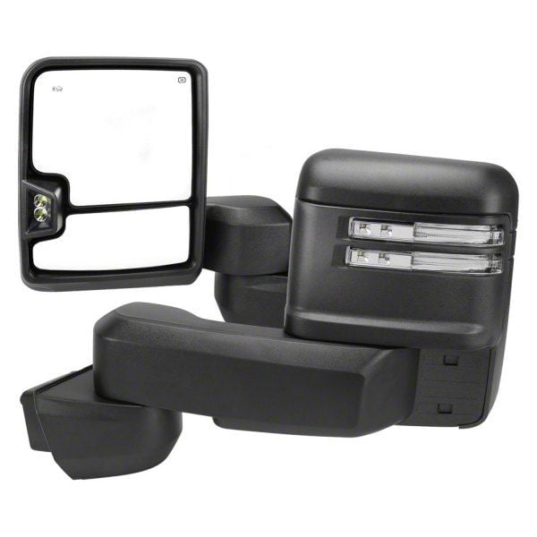 Sierra Powered Heated Manual Extendable Towing Mirrors With Clear Led Turn Signals Black