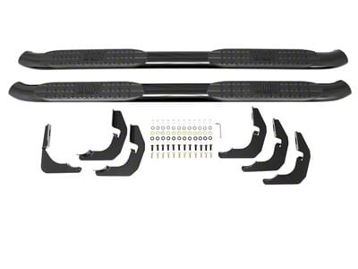 Pro Traxx 4-Inch Oval Side Step Bars; Black (15-19 Sierra 3500 HD Double Cab)