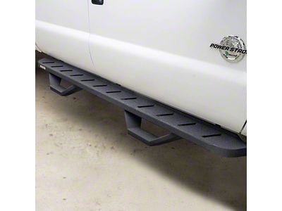 Go Rhino RB10 Running Boards with Drop Steps; Protective Bedliner Coating (20-25 Sierra 3500 HD Double Cab)