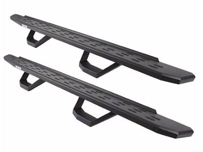 Go Rhino RB30 Running Boards with Drop Steps; Textured Black (15-19 6.6L Duramax Sierra 3500 HD Double Cab)