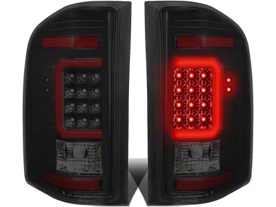 Red C-Bar LED Tail Lights; Black Housing; Smoked Lens (07-14 Sierra 3500 HD DRW)