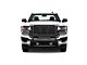 Rugged Heavy Duty Grille Guard with 5.30-Inch Black Round Flood LED Lights; Black (15-19 Sierra 3500 HD, Excluding Denali)