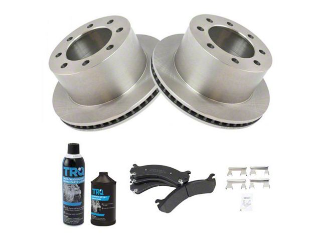 Semi-Metallic 8-Lug Brake Rotor and Pad Kit; Rear (07-10 Sierra 3500 HD DRW)