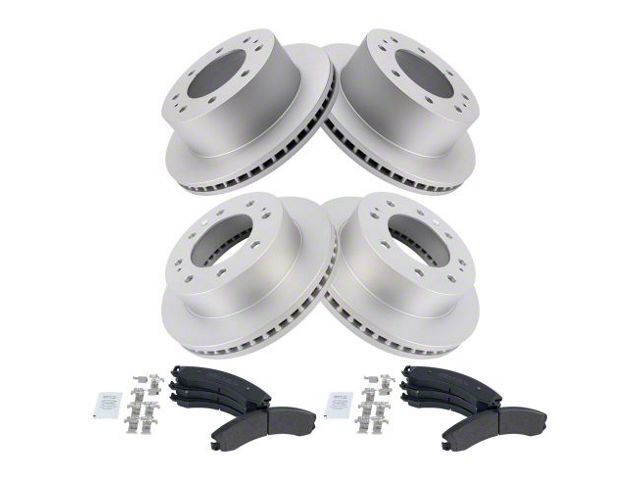 Semi-Metallic 8-Lug Brake Rotor and Pad Kit; Front and Rear (11-19 Sierra 3500 HD SRW)