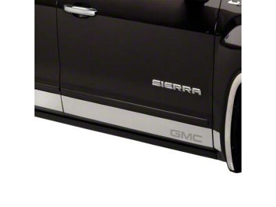 Putco Stainless Steel Rocker Panels with GMC Logo (15-19 Sierra 3500 HD Regular Cab DRW w/ 8-Foot Long Box)