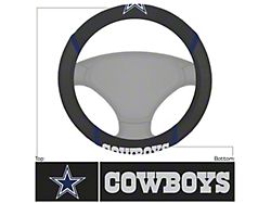 Steering Wheel Cover with Dallas Cowboys Logo; Black (Universal; Some Adaptation May Be Required)