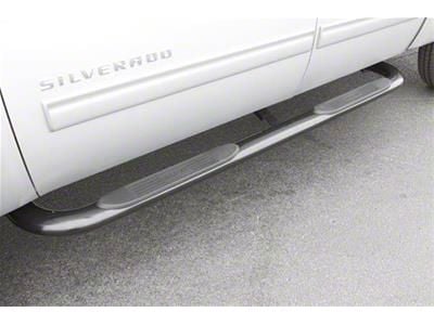 4-Inch Oval Bent Nerf Side Step Bars; Polished Stainless (07-14 Sierra 3500 HD Crew Cab)