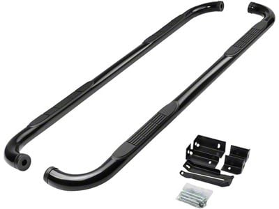 3-Inch Round Side Step Bars; Black (07-19 Sierra 3500 HD Extended/Double Cab)