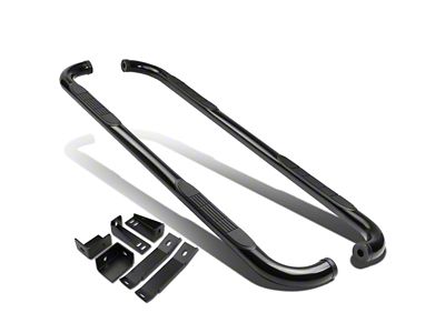 3-Inch Round Side Step Bars; Black (07-19 Sierra 3500 HD Crew Cab)