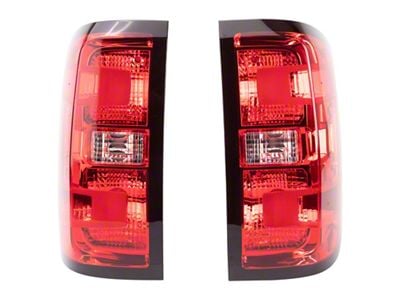 Tail Lights; Chrome Housing; Red Lens (16-19 Sierra 3500 HD w/ Factory Halogen Tail Lights)