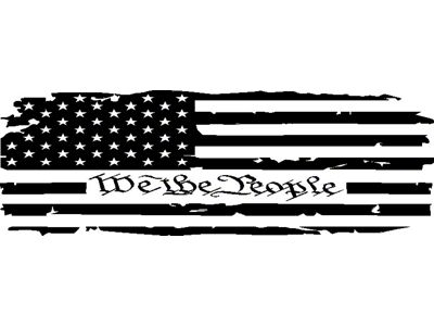 Tailgate Tattered We The People Flag Decal; Gloss Black (07-24 Sierra 3500 HD)