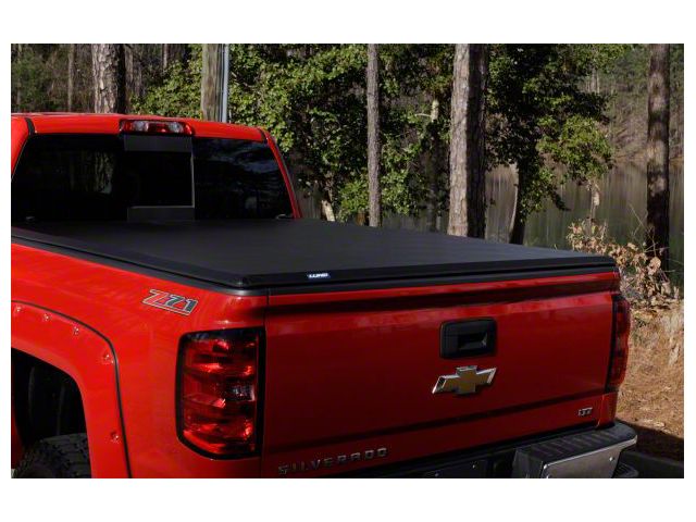 Hard Fold Tonneau Cover; Black (07-14 Sierra 3500 HD w/ 8-Foot Long Box)