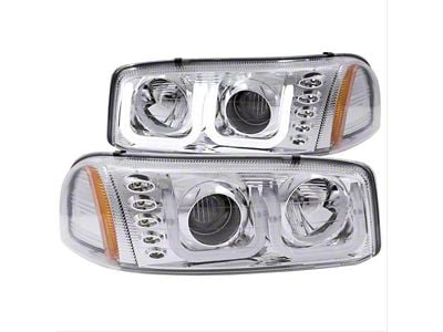 U-Bar Projector Headlights; Chrome Housing; Clear Lens (01-06 Sierra 3500 HD)