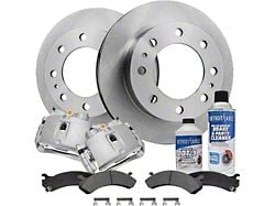 Vented 8-Lug Brake Rotor, Pad, Caliper, Brake Fluid and Cleaner Kit; Front (07-10 Sierra 3500 HD SRW)