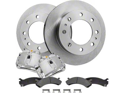 Vented 8-Lug Brake Rotor, Pad and Caliper Kit; Front (07-10 Sierra 3500 HD SRW)