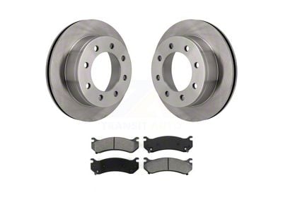 Vented 8-Lug Brake Rotor and Semi-Metallic Pad Kit; Rear (01-10 Sierra 3500 HD SRW)