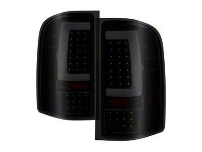 Version 2 Light Bar LED Tail Lights; Black Housing; Smoked Lens (07-14 Sierra 3500 HD DRW)