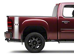 SEC10 Rear Vertical Stripe with 4x4 Logo; Silver (07-24 Sierra 1500)