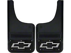 12-Inch x 23-Inch Mud Flaps with Black Bowtie Logo; Front or Rear (Universal; Some Adaptation May Be Required)