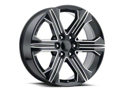 2018 Sierra Replica Gloss Black Milled 6-Lug Wheel; 22x9; 24mm Offset (19-24 Silverado 1500)