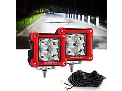 3-Inch LED Pods Lights with Red Frame; Spot Beam (Universal; Some Adaptation May Be Required)