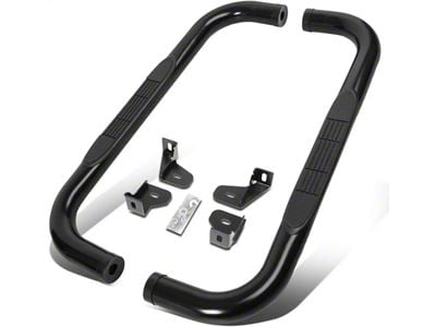 3-Inch Round Side Step Bars; Black (19-24 Silverado 1500 Regular Cab)