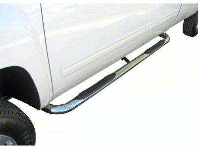 3-Inch Round Side Step Bars; Stainless Steel (19-24 Silverado 1500 Crew Cab)