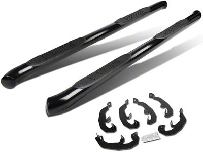 3-Inch Straight Nerf Side Step Bars; Black (19-25 Silverado 1500 Double Cab)