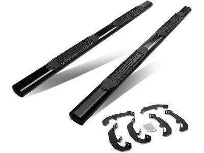 4-Inch Nerf Side Step Bars; Black (19-25 Silverado 1500 Crew Cab)