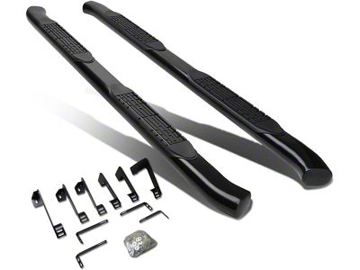 4-Inch Nerf Side Step Bars; Black (04-14 Silverado 1500 Crew Cab)