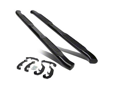 4-Inch Nerf Side Step Bars; Black (19-25 Silverado 1500 Crew Cab)