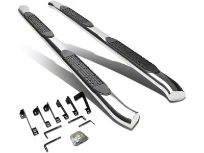 4-Inch Nerf Side Step Bars; Stainless Steel (99-14 Silverado 1500 Extended Cab)