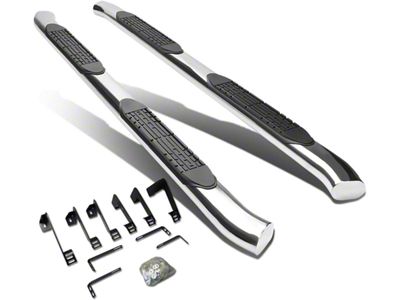 4-Inch Nerf Side Step Bars; Stainless Steel (04-14 Silverado 1500 Crew Cab)