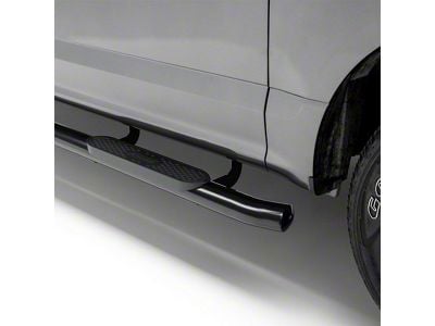 4-Inch Oval Side Step Bars; Black (07-18 Silverado 1500 Crew Cab)