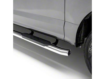 4-Inch Oval Side Step Bars; Stainless Steel (19-25 Silverado 1500 Double Cab)