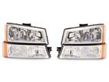 4-Piece Headlights with Amber Corner Lights; Chrome Housing; Clear Lens (03-06 Silverado 1500)