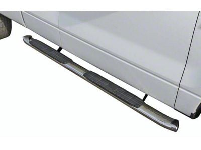 4X Series 4-Inch Oval Side Step Bars; Stainless Steel (19-25 Silverado 1500 Double Cab)