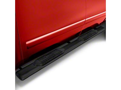 5-Inch Oval Straight Side Step Bars; Black (19-25 Silverado 1500 Double Cab)