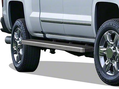 5-Inch Wheel-to-Wheel Running Boards; Hairline Silver (07-18 Silverado 1500 Extended/Double Cab)