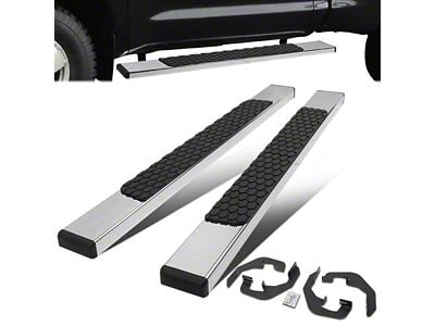 5-Inch Wide Flat Running Boards; Stainless Steel (07-18 Silverado 1500 Regular Cab)