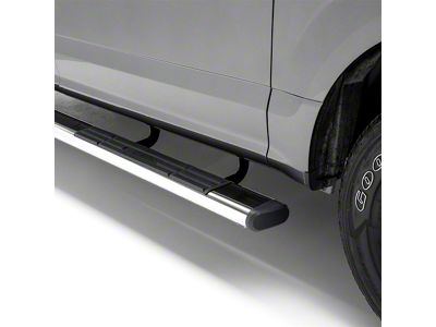 6-Inch Oval Side Step Bars; Polished Stainless (19-24 Silverado 1500 Crew Cab)